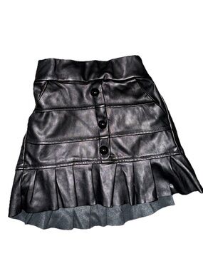 Black Faux Leather Ruffle-Hem Mini Skirt size 12 months